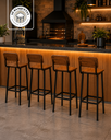Ver imagem 5 de Banqueta Alta com Encosto Industrial 65cm Peroba Rosa Maciça e Aço Preto Fosco