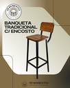 Ver imagem 6 de Banqueta Alta com Encosto Industrial 65cm Peroba Rosa Maciça e Aço Preto Fosco
