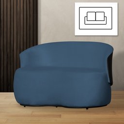 Poltrona Namoradeira Orgânica Beatriz 2 Lugares Tecido Suede Composê em Corino Preto - Estopar Namor - 2