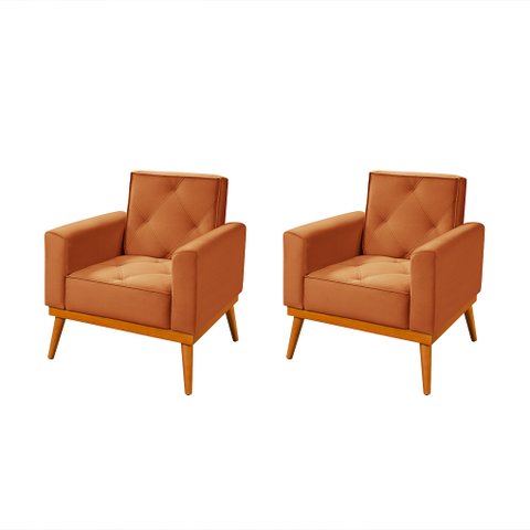Kit 2 Poltronas em Veludo Florença Terracota