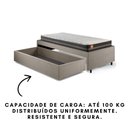 Ver imagem 3 de Base Box Cama Solteiro Sapateira Linho Bege e Colchão Bogota Inducol 88x188