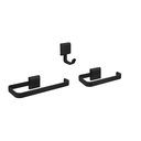 Ver imagem 1 de Kit Porta Papel Higiênico e Porta Toalha de Rosto Luxo + Cabide Lavabo Preto Fosco