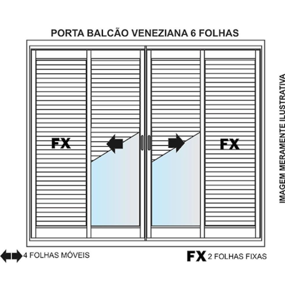 Porta Balcão Veneziana 06 Folhas Branco Maxx - 210x150 - 3