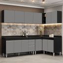 Ver imagem 2 de Armário de Cozinha Modulado de Canto 6 Peças Cp32 Balcão com Tampo Preto/cinza - Lumil Lumil Móveis