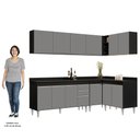 Ver imagem 5 de Armário de Cozinha Modulado de Canto 6 Peças Cp32 Balcão com Tampo Preto/cinza - Lumil Lumil Móveis