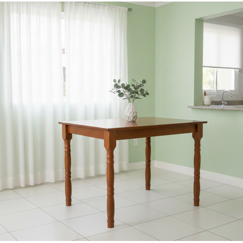 Mesa de Jantar 4 Lugares Retangular em Madeira Maciça com Tampo em MDF Dalas Marrom/Imbuia