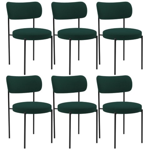 Kit 06 Cadeiras Estofadas para Sala de Jantar Louise L02 Bouclê Verde - Lyam Decor