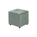 Ver imagem 2 de Puff Baú Decorativo Cristal 40x40 Estofado em Veludo Cinza