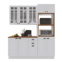 Ver imagem 2 de Armário de Cozinha Modulada Compacta Fidelitá Nara 100% MDF 3 Peças 190cm 10 Portas 2 Gavetas com