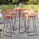 Ver imagem 2 de Conjunto De Mesa Bistrô Ravi Com 04 Banquetas Em Madeira Maciça Mahal D01 Peroba Rosa - Lyam Decor