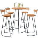 Ver imagem 1 de Conjunto De Mesa Bistrô Ravi Com 04 Banquetas Em Madeira Maciça Mahal D01 Peroba Rosa - Lyam Decor