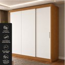 Ver imagem 3 de Guarda-Roupa 100% MDF 3 Portas de Correr 4 Gavetas 193x213x55cm Cinamomo/Branco
