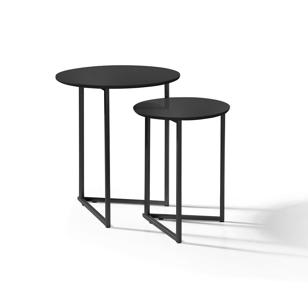 Mesa de Canto Jade Conjunto com 2 mesas Pé de Aço Preto - 2