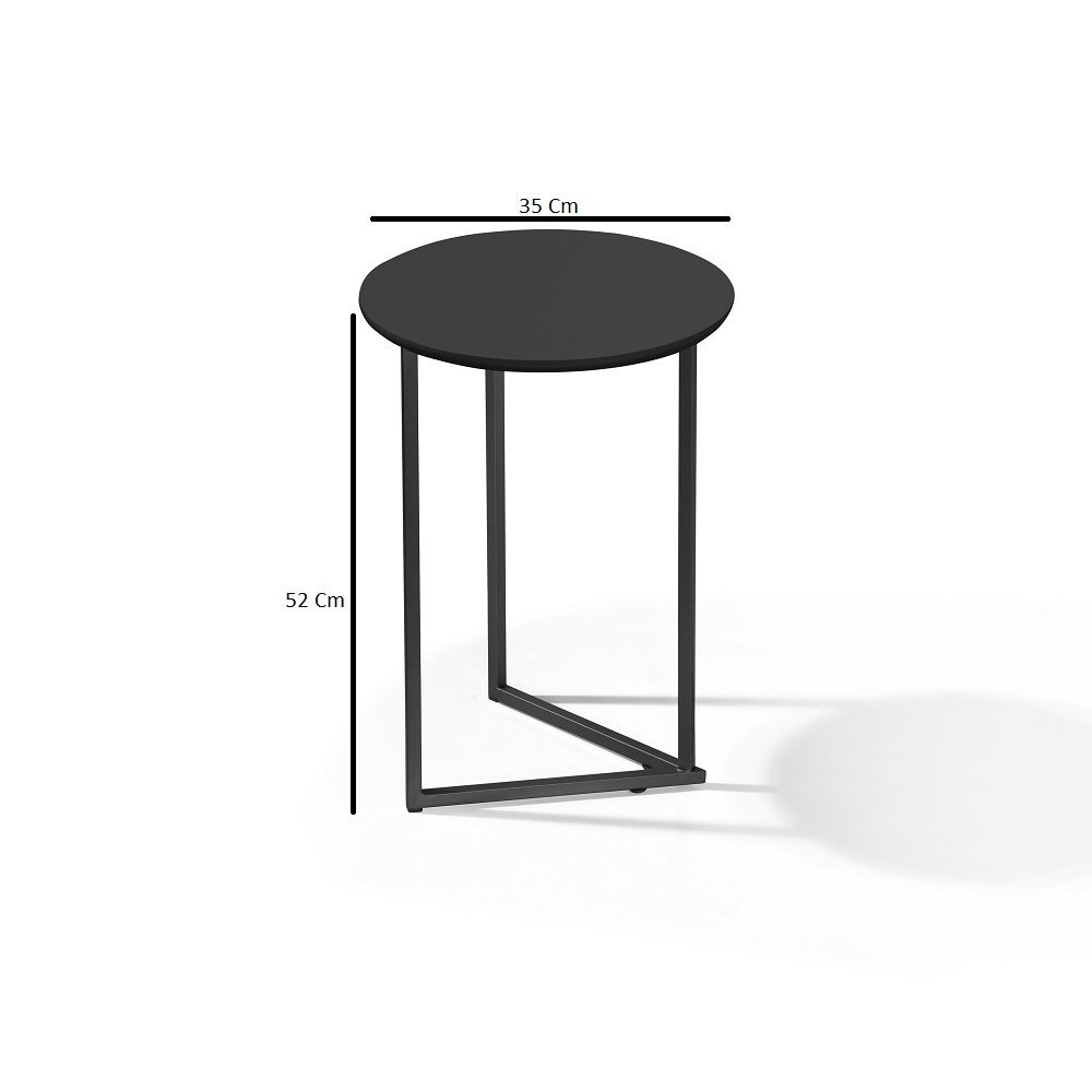 Mesa de Canto Jade Conjunto com 2 mesas Pé de Aço Preto - 6
