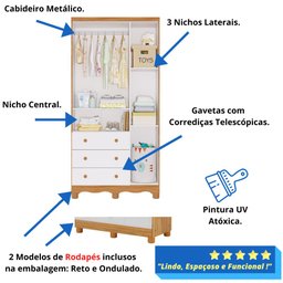 Quarto de Bebê Completo Berço Americano Guarda Roupas Cômoda - 8