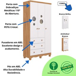 Quarto de Bebê Completo Berço Americano Guarda Roupas Cômoda - 7