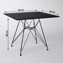 Ver imagem 3 de Jogo De Mesa De Ferro Preto E Tampo Quadrado Preto 90Cm 4 Cadeiras Pretas