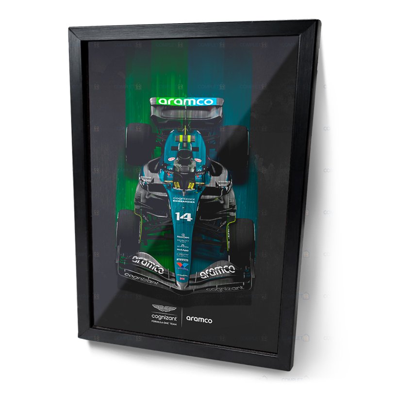 Quadro Automotivo Carro de Corrida F1 Amr24 Moldura e Vidro