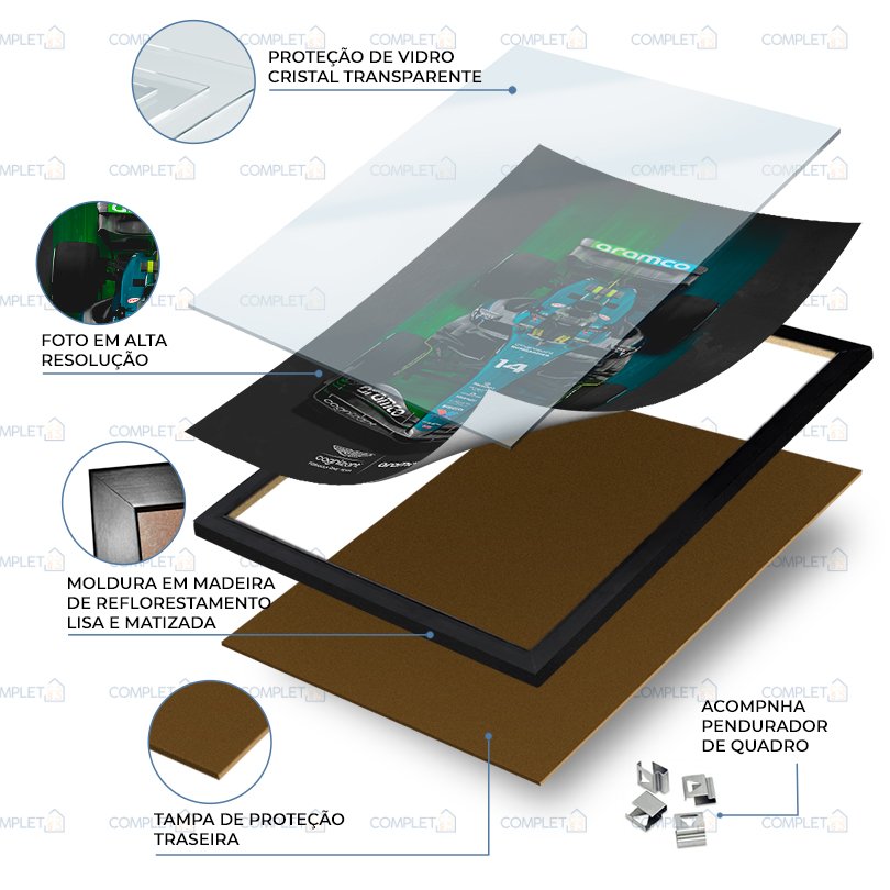 Quadro Automotivo Carro de Corrida F1 Amr24 Moldura e Vidro - 4