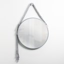 Ver imagem 1 de Espelho Decorativo Adnet Cinza Alça Macramê Cinza 50cm Redondo Cinza/Cinza, 50 cm