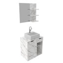 Ver imagem 1 de Conjunto para Banheiro Bn3620 Mármore Branco com Cuba Branca 35x34cm Tecnomobili