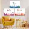 Conjunto de 3 Telas Decorativas em Tecido Canvas Aquarela Cidades Impressão UV HD-40x60 - 1