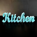Ver imagem 1 de Palavra Kitchen - Estatueta 6cm Decoração Cozinha - Toque 3D:Azul Tiffany