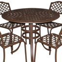 Ver imagem 3 de Jogo de Mesa Jardim 4 Cadeiras Alumínio Fundido Ombrelone Marrom