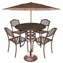 Ver imagem 1 de Jogo de Mesa Jardim 4 Cadeiras Alumínio Fundido Ombrelone Marrom