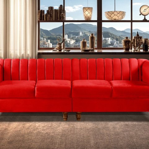 Sofá 4 Lugares Decoração Retrô Clássico Realeza Chesterfield