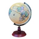 Ver imagem 1 de Globo Terrestre Retrô Bege Base de Madeira 30cm Vintage