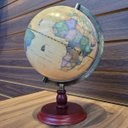 Ver imagem 7 de Globo Terrestre Retrô Bege Base de Madeira 30cm Vintage