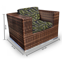 Ver imagem 2 de Conjunto de Sofá Fibra Sintética Quadrado - 1 Sofá 2L + 2 Poltronas + 1 Mesa Centro - Tecido Moorea