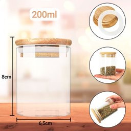 Kit Com 12 Potes Herméticos de Vidro 2x 200ml, 2x 250ml, 2x 400ml, 2x 600ml, 2x 800ml, 2x 2000ml - 2