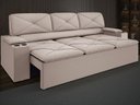 Ver imagem 1 de Sofá com Porta Copos Retrátil e Reclinável Pop 2,05m Velosuede Bege - Netsofas