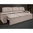 Ver imagem 1 de Sofá com Porta Copos Retrátil e Reclinável Pop 2,05m Velosuede Bege - Netsofas
