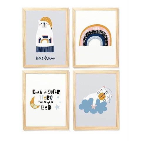 Kit Quadro Urso Decorativo Infantil Quarto Criança Bebê Enxoval