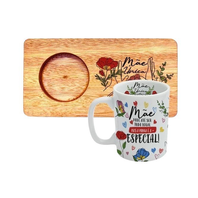 Ver imagem 1 de Kit Caneca Pequena + Bandeja - Mãe Unica