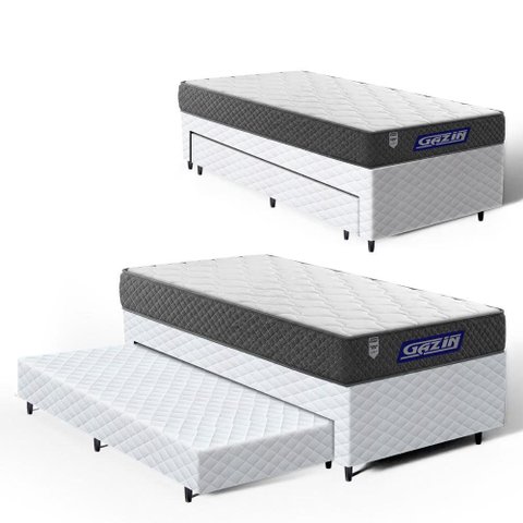 Cama Box com Colchão Gazin de Espuma D28 Double Face Force Up + Auxiliar de Espuma Solteiro 88cm