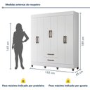 Ver imagem 3 de Guarda Roupas Premium 6 Portas 2 Gavetas Roupeiro Luna Design Moderno Cor Branco