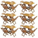 Ver imagem 1 de Kit 6 Jogos De Mesa Com 4 Cadeiras De Madeira Dobravel 120X70 - Mel - Amarelo
