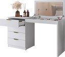 Ver imagem 3 de Bancada Penteadeira Princess 4 Gavetas com Espelho 136 cm Branco Acetinado - Mavaular