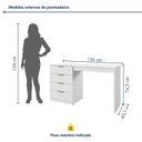Ver imagem 7 de Bancada Penteadeira Princess 4 Gavetas com Espelho 136 cm Branco Acetinado - Mavaular