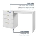 Ver imagem 3 de Bancada Penteadeira Princess 4 Gavetas com Espelho 136 cm Branco Acetinado - Mavaular