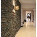 Ver imagem 4 de Arandela Moderna Dourada Globo de Vidro Sala Corredor Lavabo Arevo Iluminação Jabuticaba Vidro Âmbar