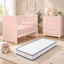 Ver imagem 1 de Kit Quarto de Bebê Doce Sonho com Berço para Mosquiteiro Cômoda 4 Gavetas e Colchão D18 130x60 Movel