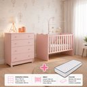 Ver imagem 6 de Kit Quarto de Bebê Doce Sonho com Berço para Mosquiteiro Cômoda 4 Gavetas e Colchão D18 130x60 Movel
