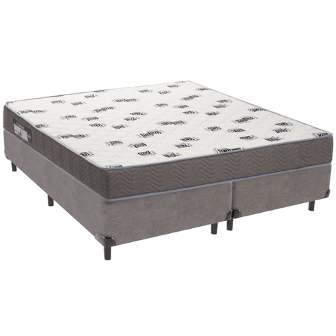 Cama Box e Colchão Light Espuma D33 Queen Ortobom: Cinza