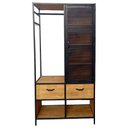 Ver imagem 1 de Guarda-Roupas Arara Modelo Industrial - Ferro e Madeira - Cores Preto e Castanheira