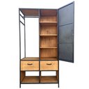 Ver imagem 4 de Guarda-Roupas Arara Modelo Industrial - Ferro e Madeira - Cores Preto e Castanheira